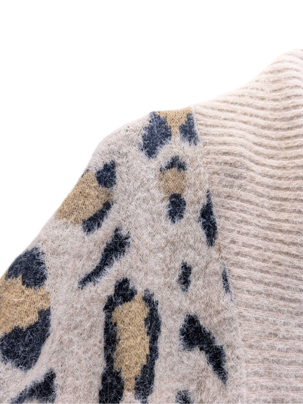 Very J Cardigan Women Fuzzy Knit Open Front Leopard Print - Picture 4 of 6
